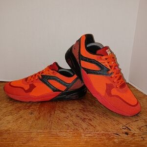 Puma R698 Trinomic Knit Mesh Splatter Red & Orange Running Shoes Men's 06 box 1